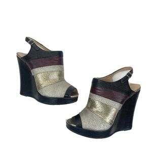 dries van noten black Gold Red Stripe wedge Sz 37